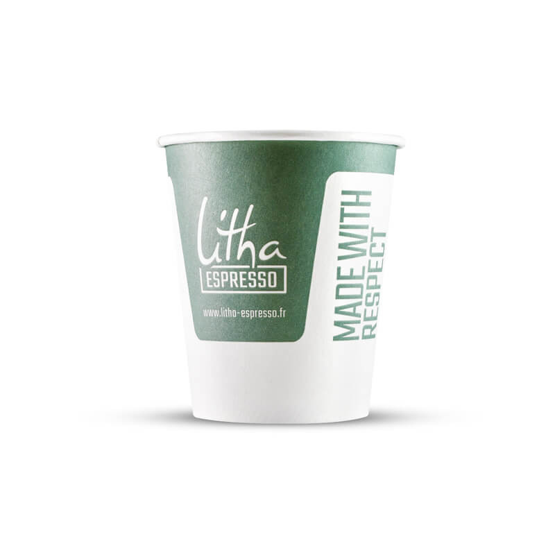 Tasse à café jetable compostable et recyclable en carton blanc Ansatera