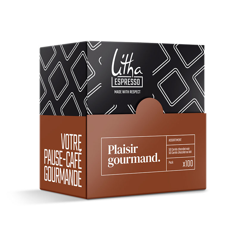 Carrés Litha Noir/Fèves et Lait x 100 Carrés Litha Noir/Fèves et Lait x 100