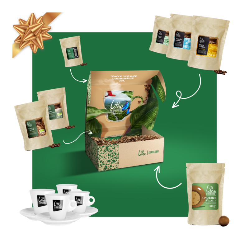 Coffret cadeau café grain ou moulus Guatemala Maya et Moka Éthiopie