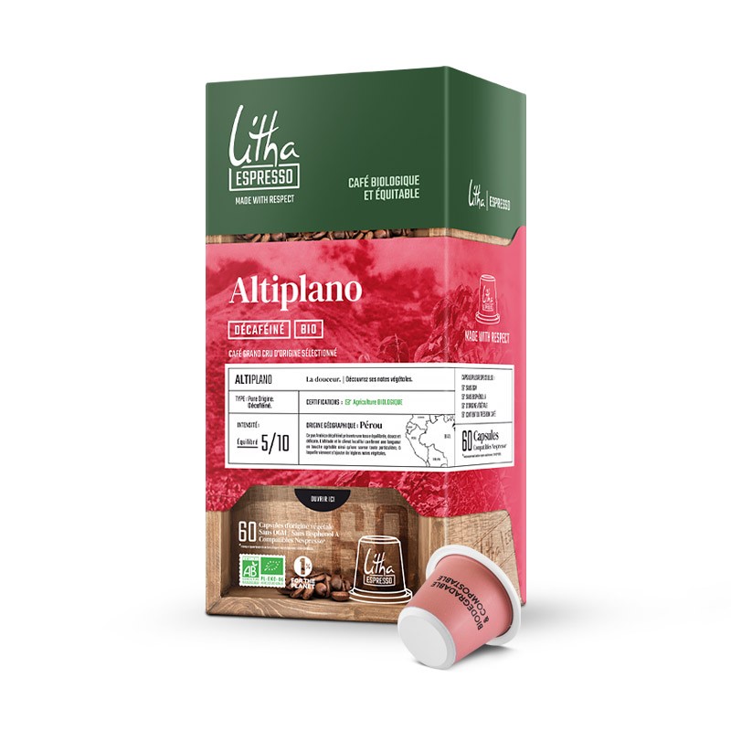 60 Capsules Café Déca AltiPlano Pure Origine, Compatibles Nespresso®*