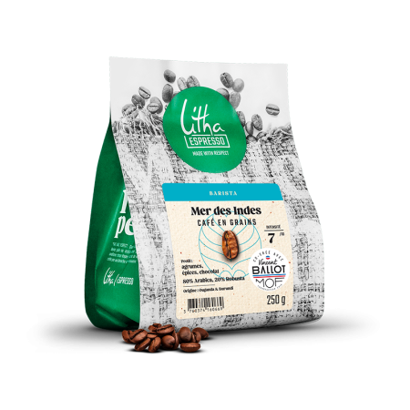Café en Grains Mer des Indes, Blend Arabica & Robusta d'Afrique