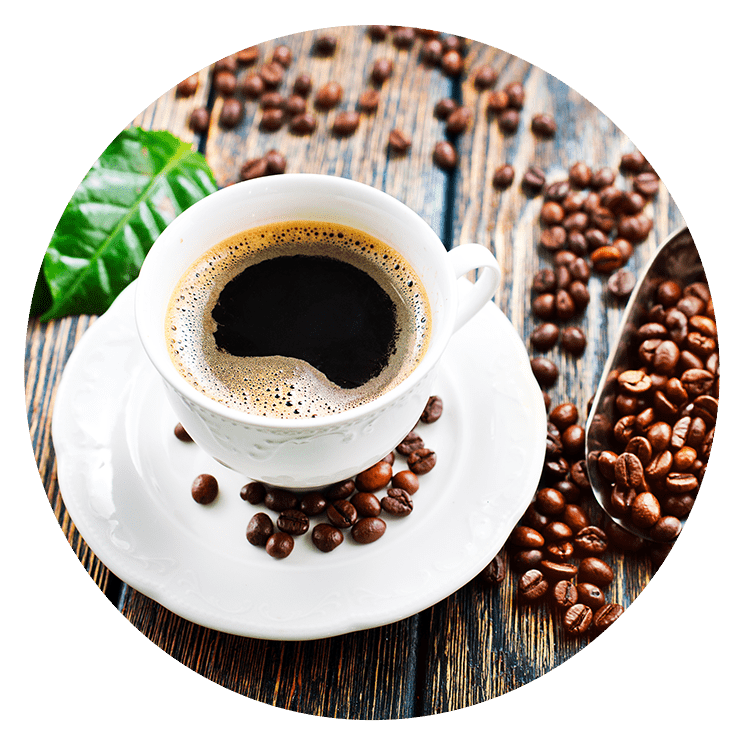 Tasse de café et grains