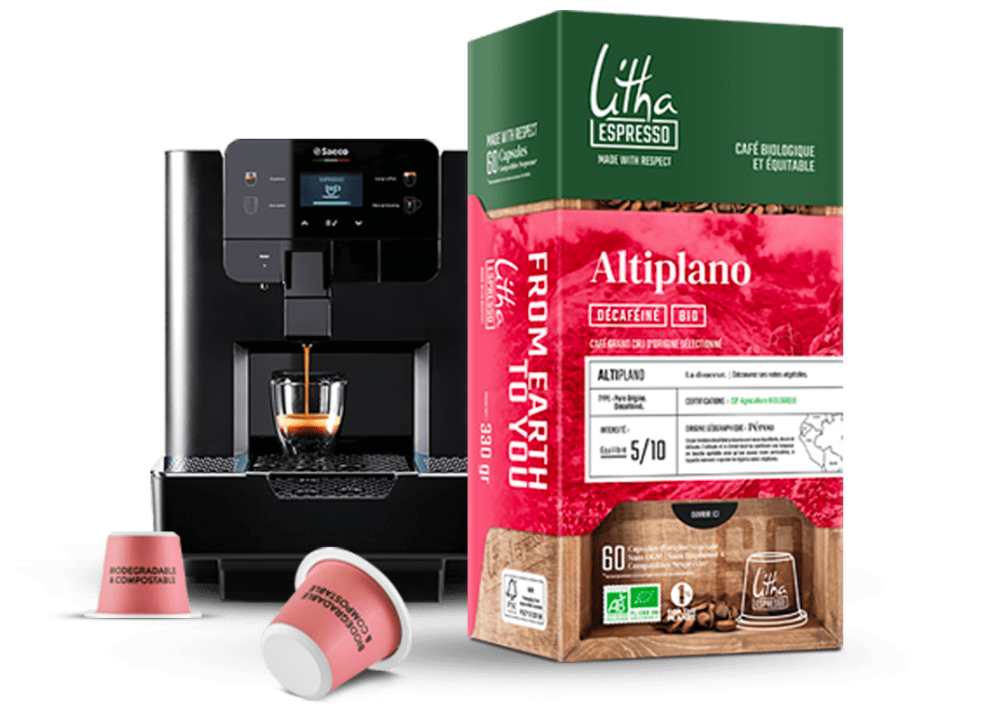 Machine à café et capsules décaféinées Altiplano